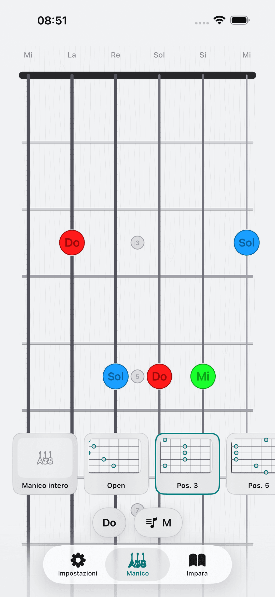 Screenshot dell'app Capo: Accordo Voicing Posizioni 3
