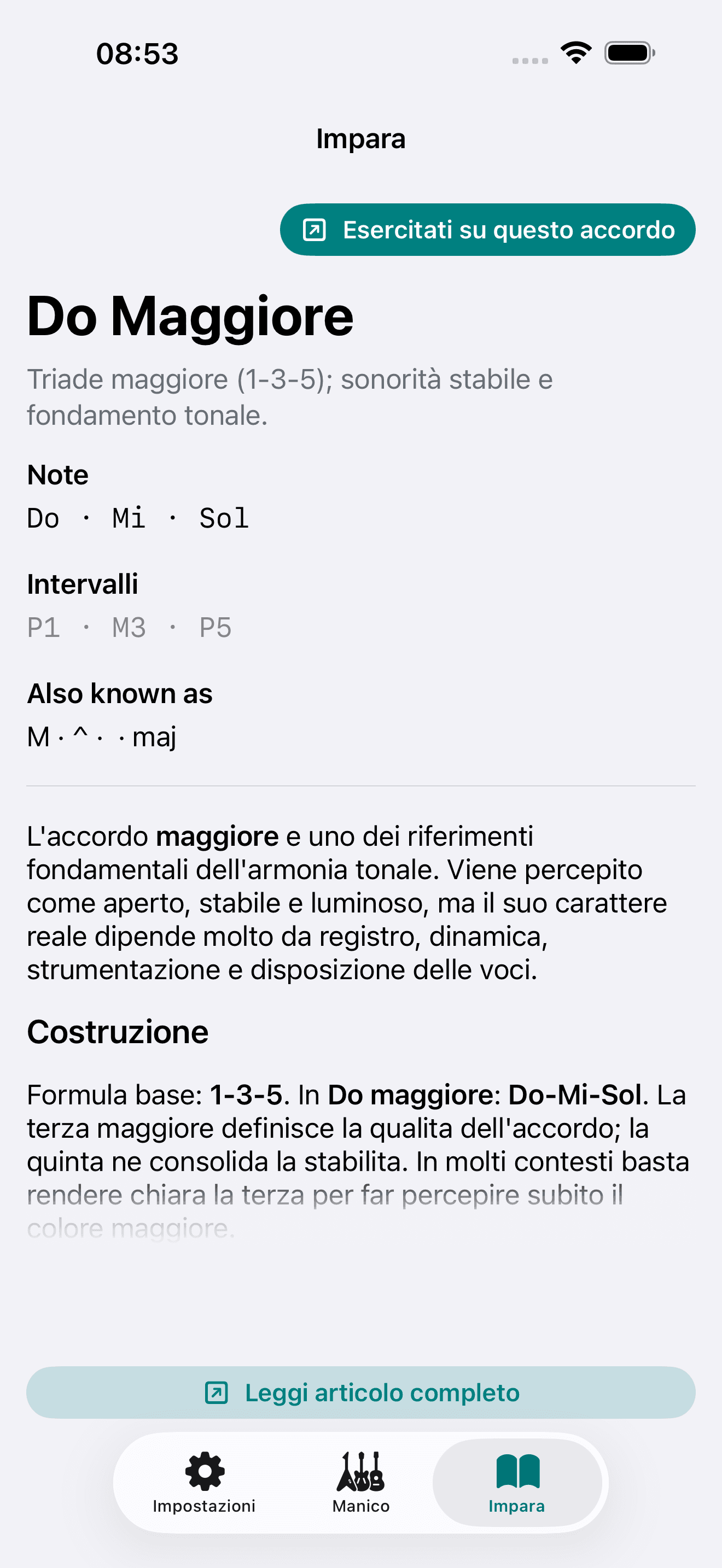 Screenshot dell'app Capo: Impara Teoria