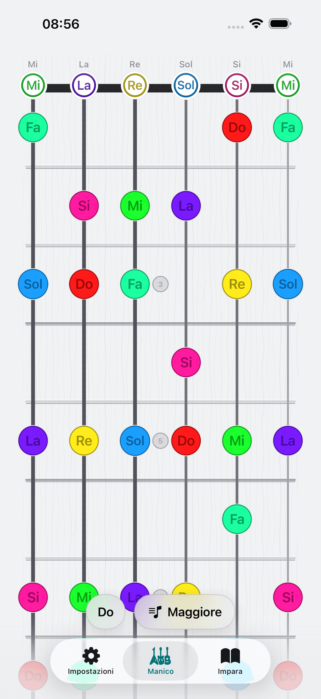 Screenshot dell'app Capo: Chitarra Manico intero