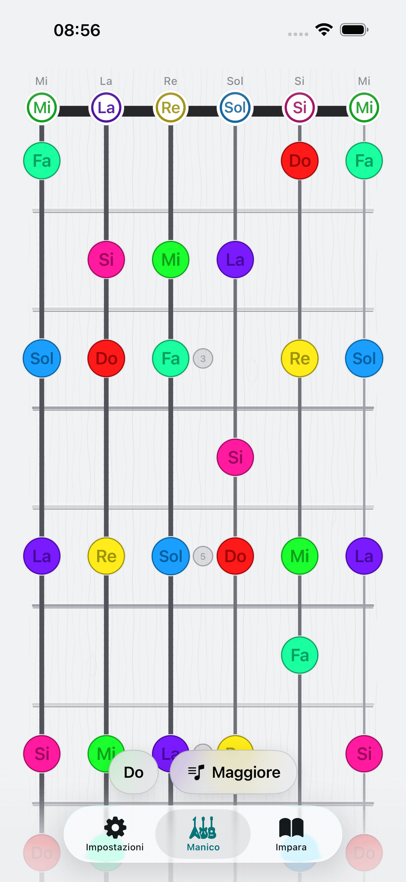 Screenshot dell'app Capo: Chitarra Manico intero