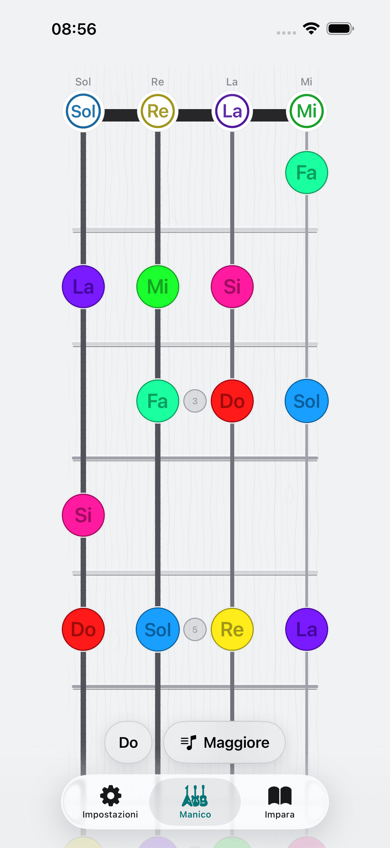 Screenshot dell'app Capo: Mandolino Manico intero