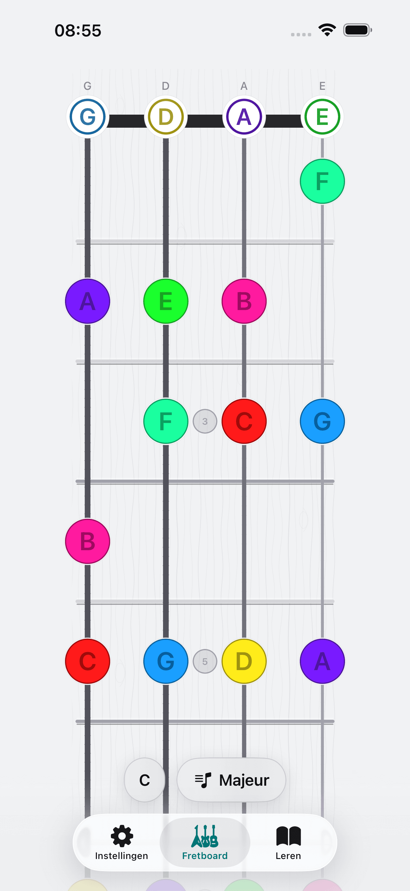 Capo-app screenshot: Mandoline Hele hals