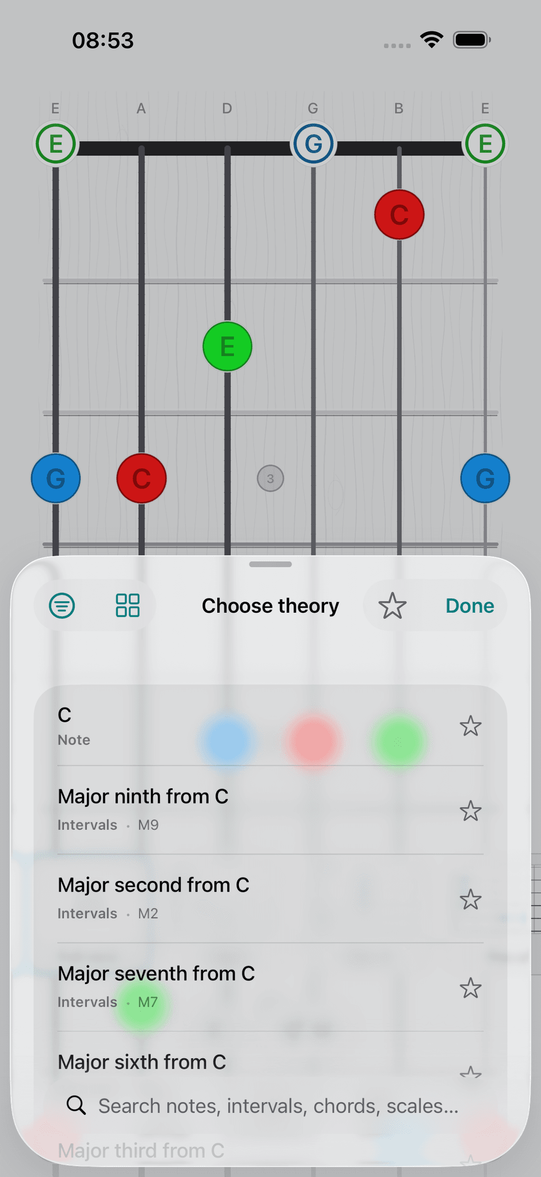 Capo app screenshot: Choose theory