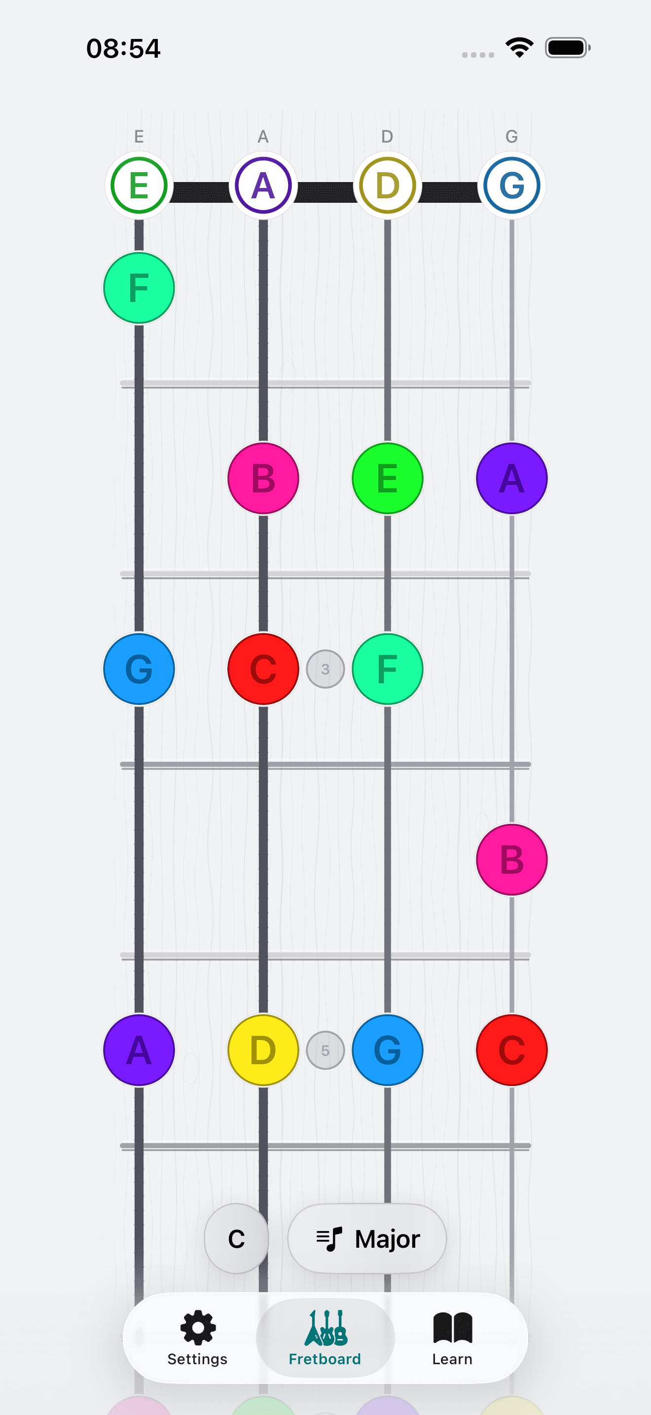 Capo app screenshot: Bass Full neck
