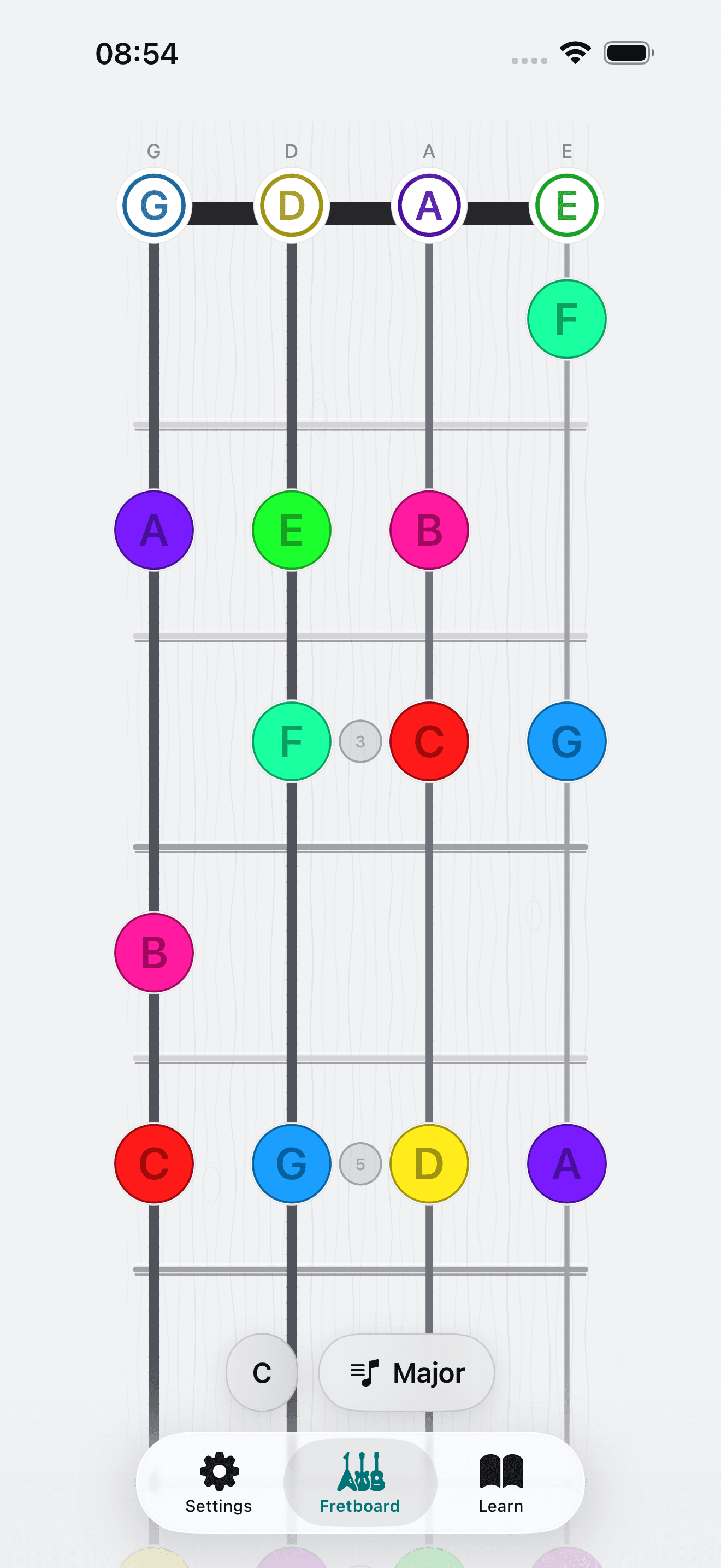 Capo app screenshot: Mandolin Full neck