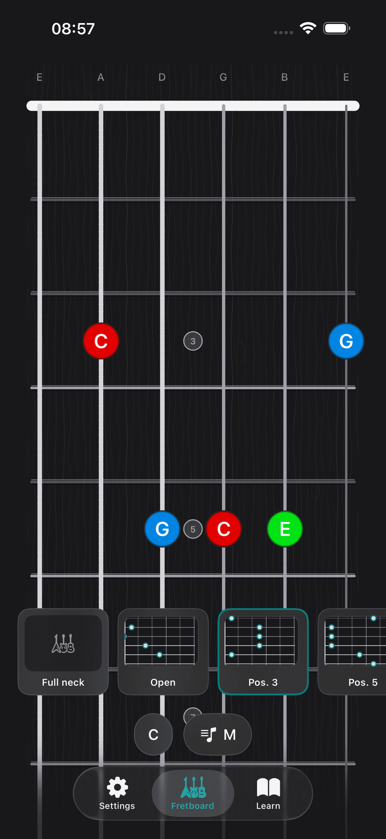 Capo app screenshot: Chord Voicing Dark 3