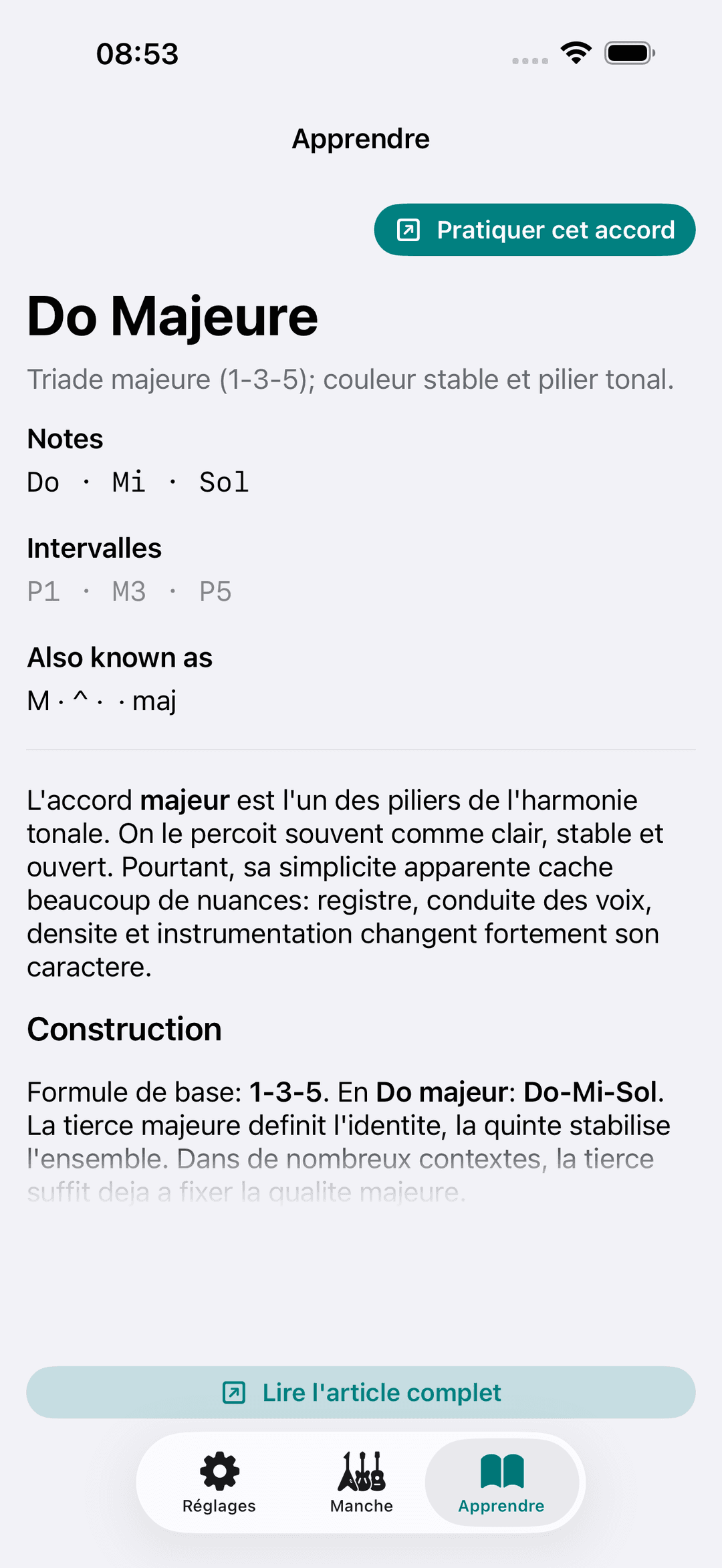 Capture d'écran Capo : Apprendre Théorie