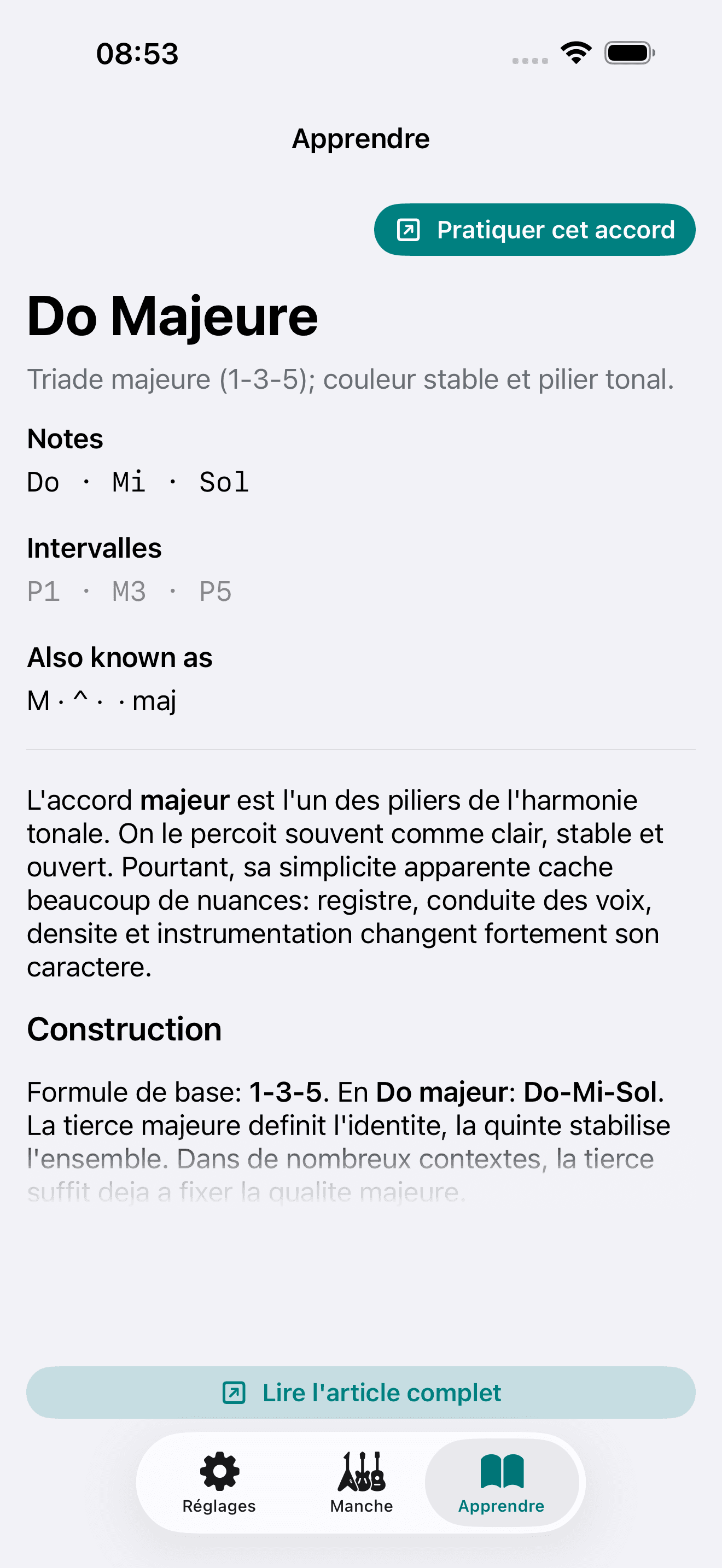 Capture d'écran Capo : Apprendre Théorie