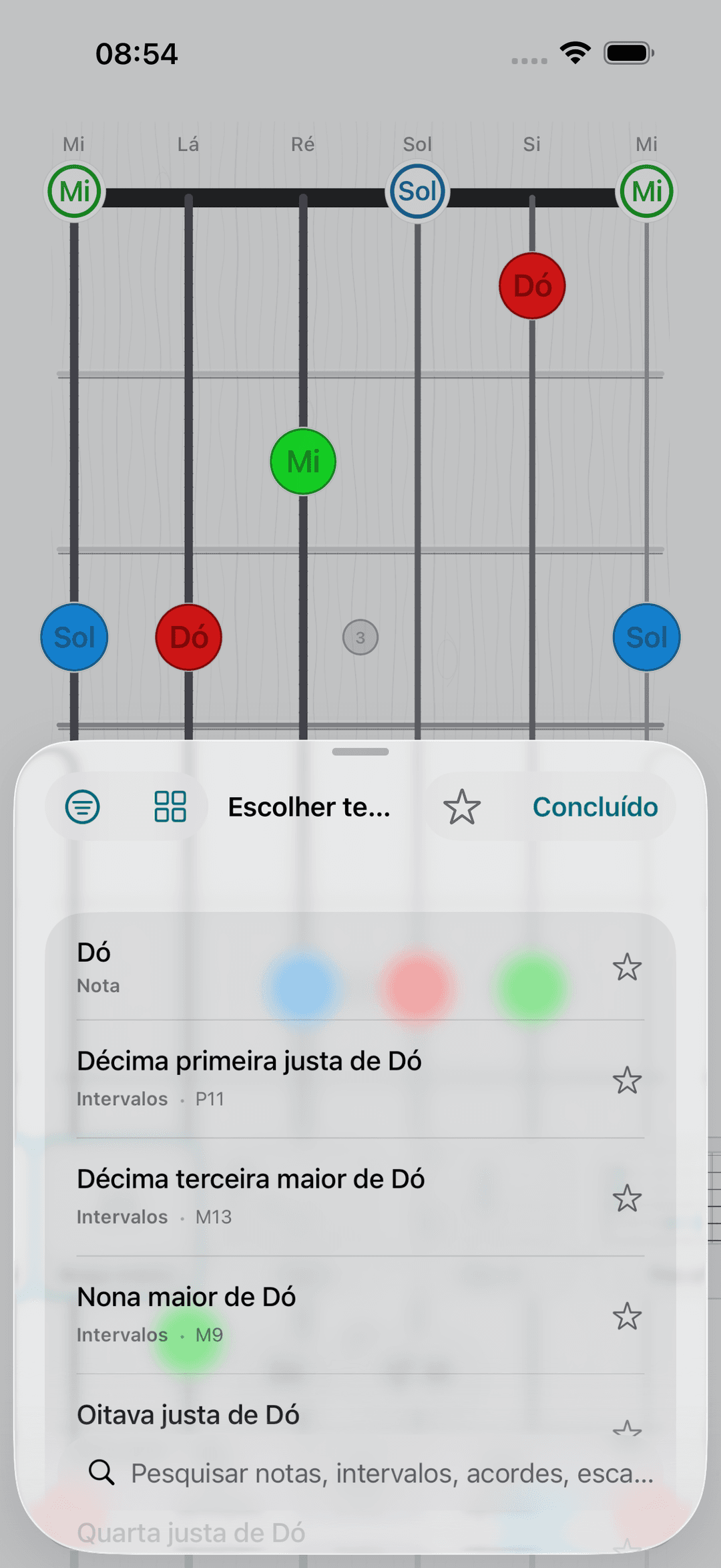 Captura de ecrã do Capo: Escolher teoria