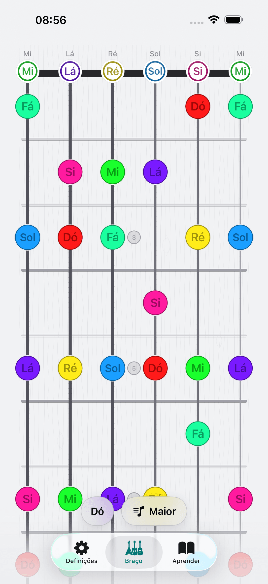 Captura de ecrã do Capo: Guitarra Braço inteiro